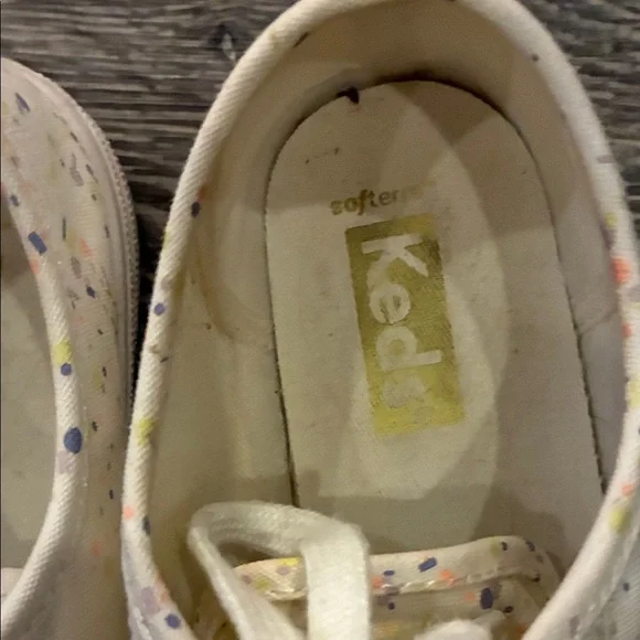 Keds Soft White Sneakers with Colorful Speckles.  B10 - Picture 3 of 9